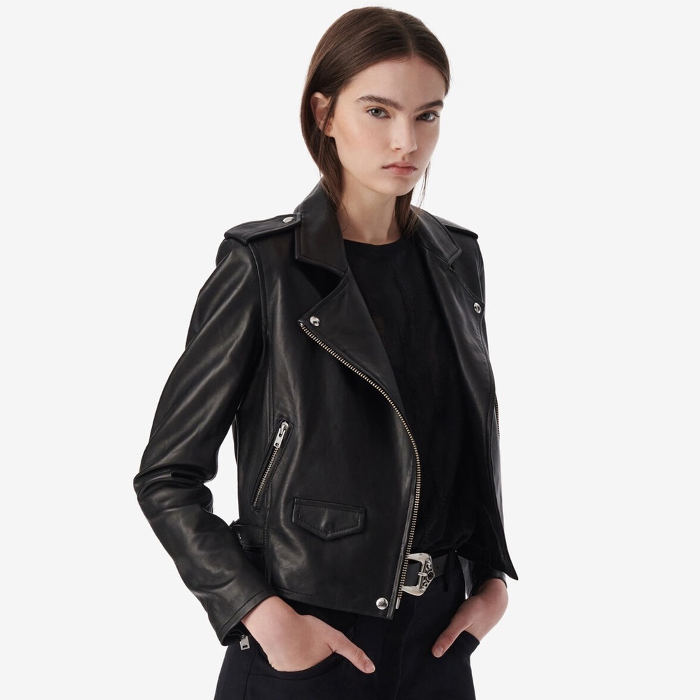 Size 42 IRO Lamb Leather Biker Jacket